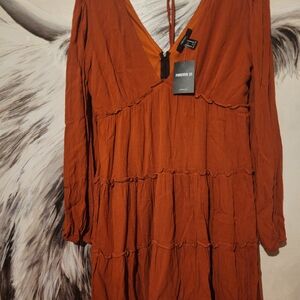 Forever 21 Terracotta Long Sleeve Dress